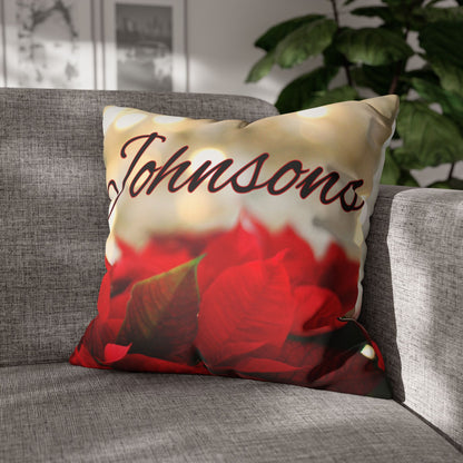 Poinsettias Name Faux Suede Square Pillow/Case