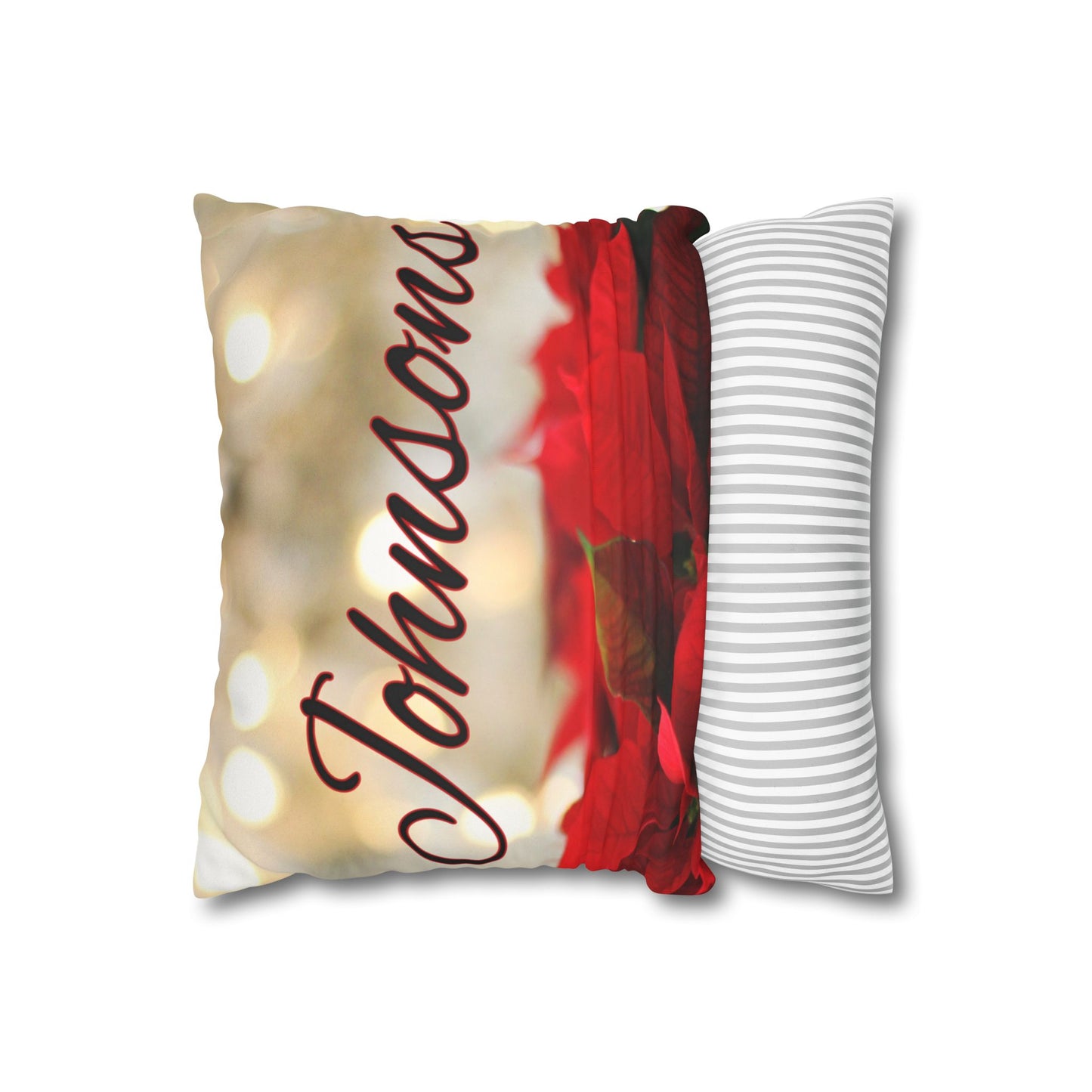 Poinsettias Name Faux Suede Square Pillow/Case