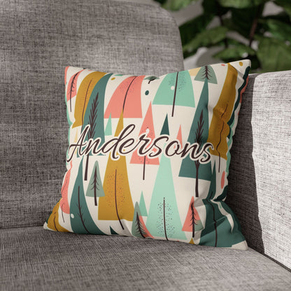 Colored Trees Faux Suede Square Pillowcase