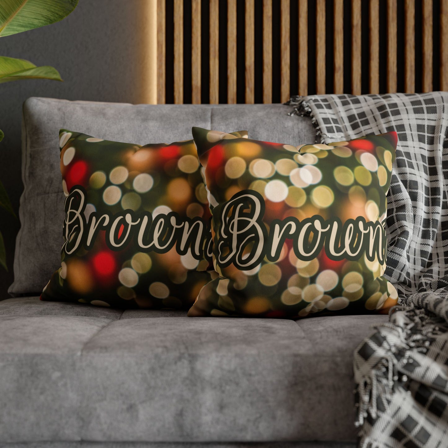 Red Blurred Lights Name Square Pillow/Case