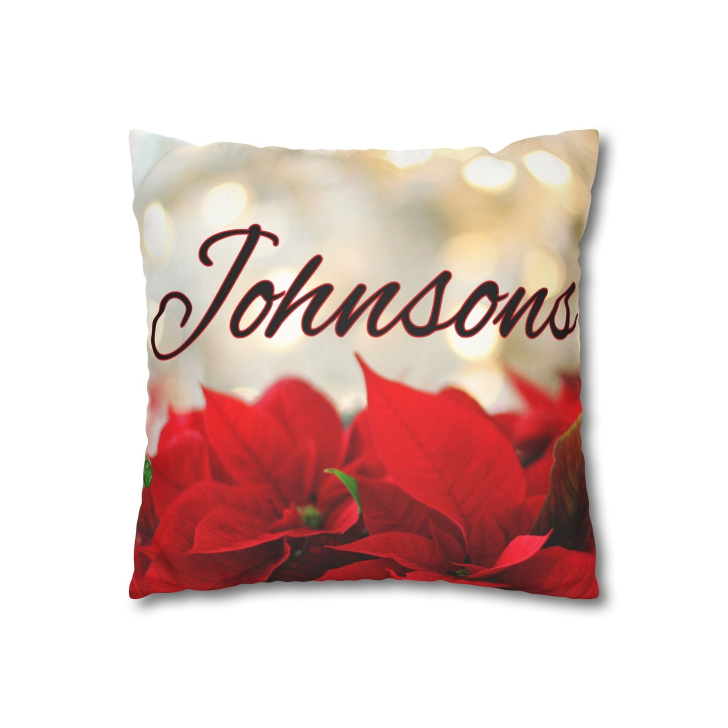 Poinsettias Name Faux Suede Square Pillow/Case
