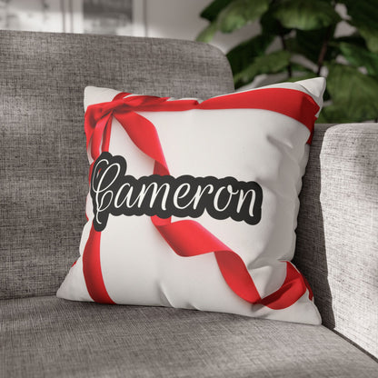 Red Bow Name Square Pillow/Case