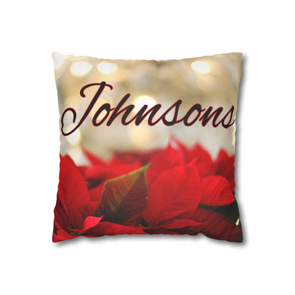 Poinsettias Name Faux Suede Square Pillow/Case