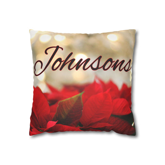 Poinsettias Name Faux Suede Square Pillow/Case