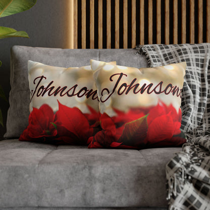 Poinsettias Name Faux Suede Square Pillow/Case