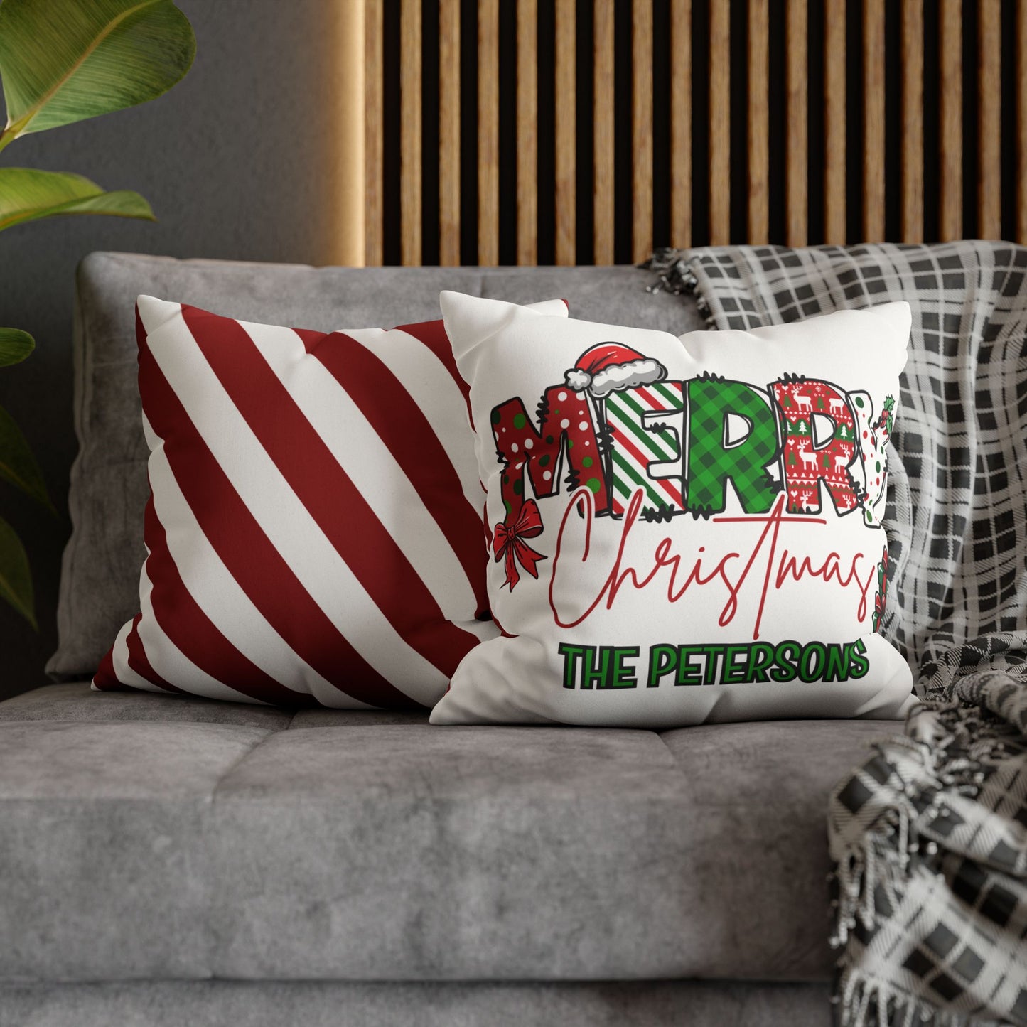 Merry Christmas Name Square Pillow/Case