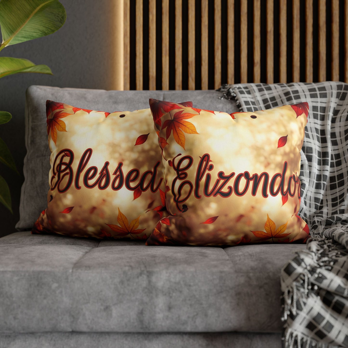 Fall Leaves Name Square Pillow/Case