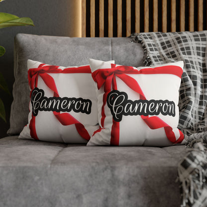 Red Bow Name Square Pillow/Case
