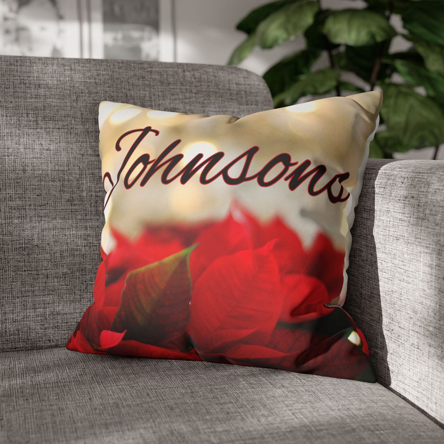 Poinsettias Name Faux Suede Square Pillow/Case