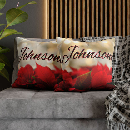 Poinsettias Name Faux Suede Square Pillow/Case