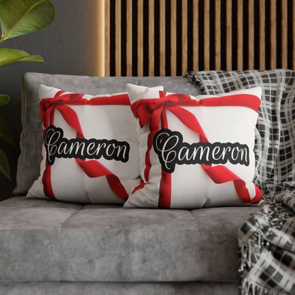 Red Bow Name Square Pillow/Case