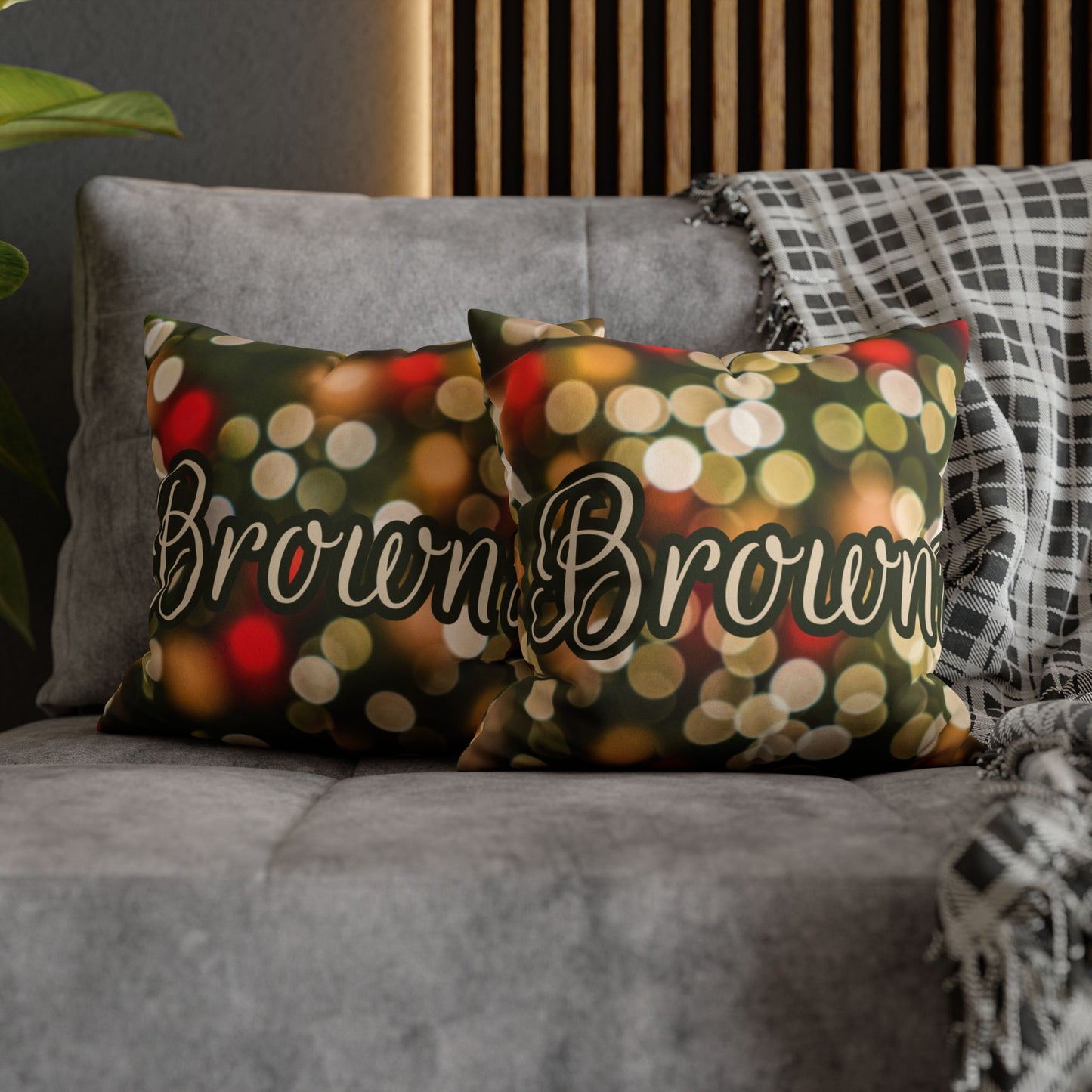 Red Blurred Lights Name Square Pillow/Case