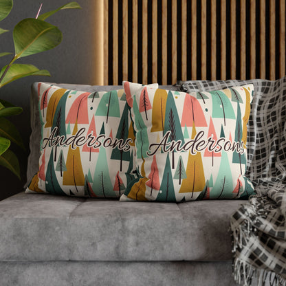 Colored Trees Faux Suede Square Pillowcase