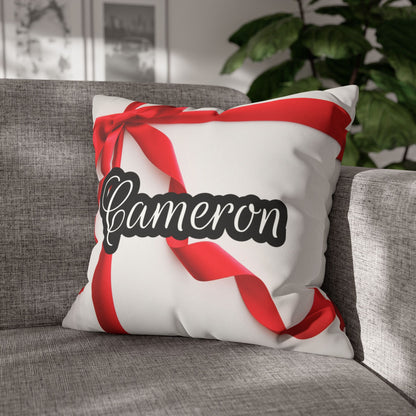 Red Bow Name Square Pillow/Case