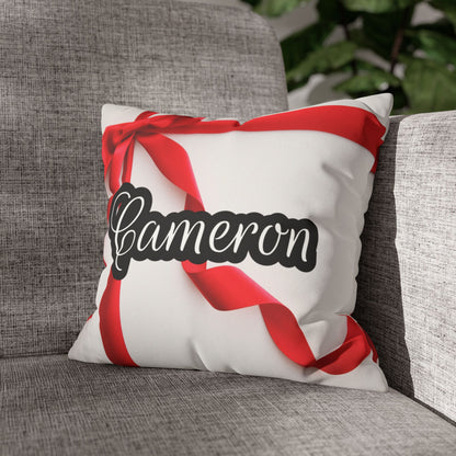 Red Bow Name Square Pillow/Case