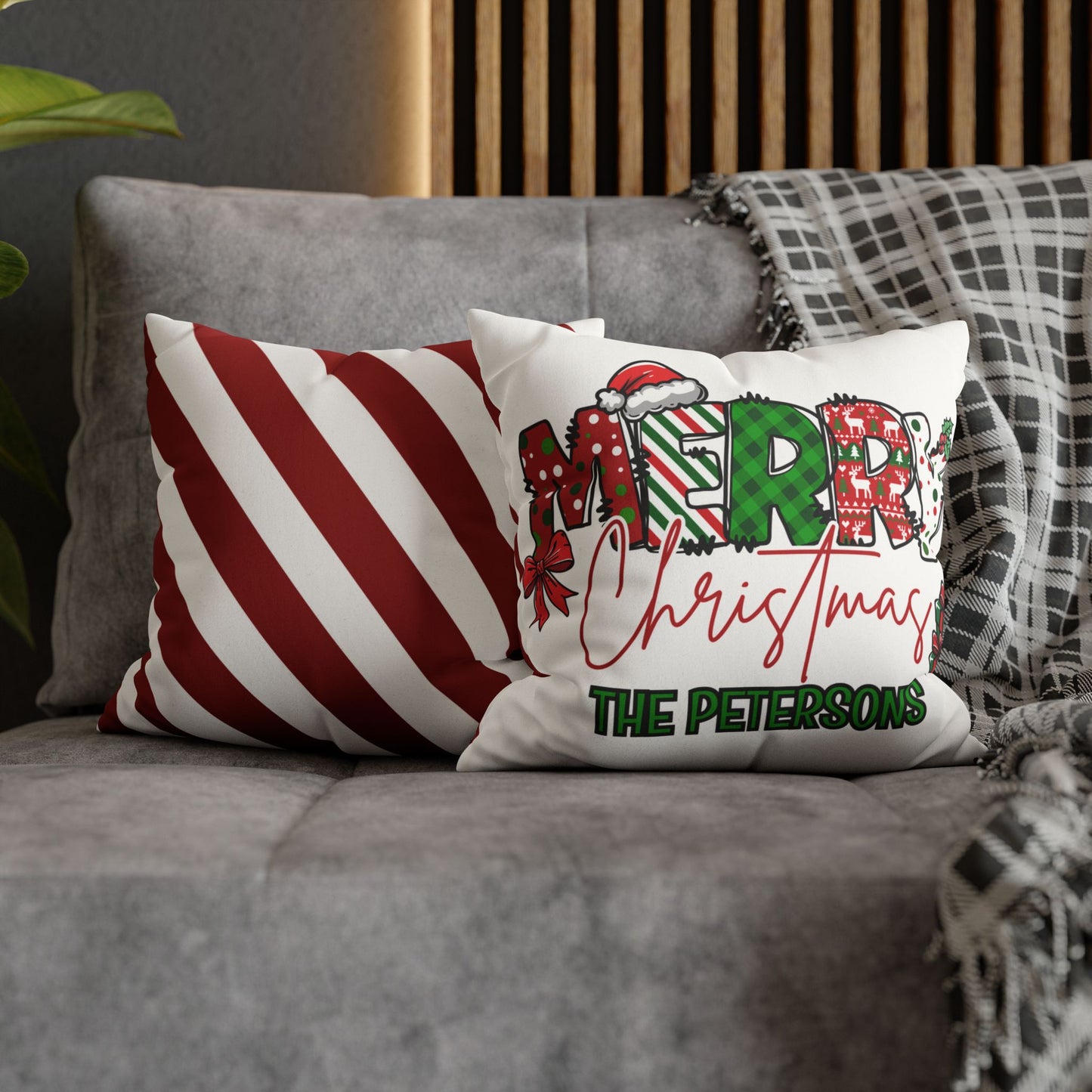 Merry Christmas Name Square Pillow/Case