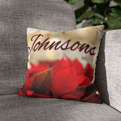 Poinsettias Name Faux Suede Square Pillow/Case