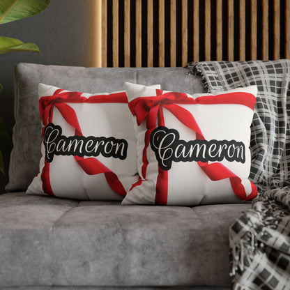 Red Bow Name Square Pillow/Case