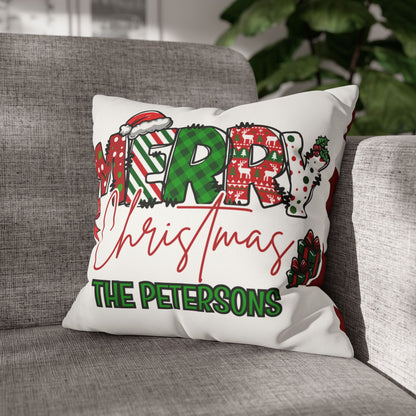 Merry Christmas Name Square Pillow/Case