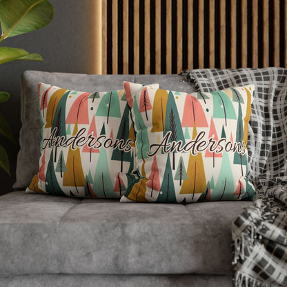 Colored Trees Faux Suede Square Pillowcase