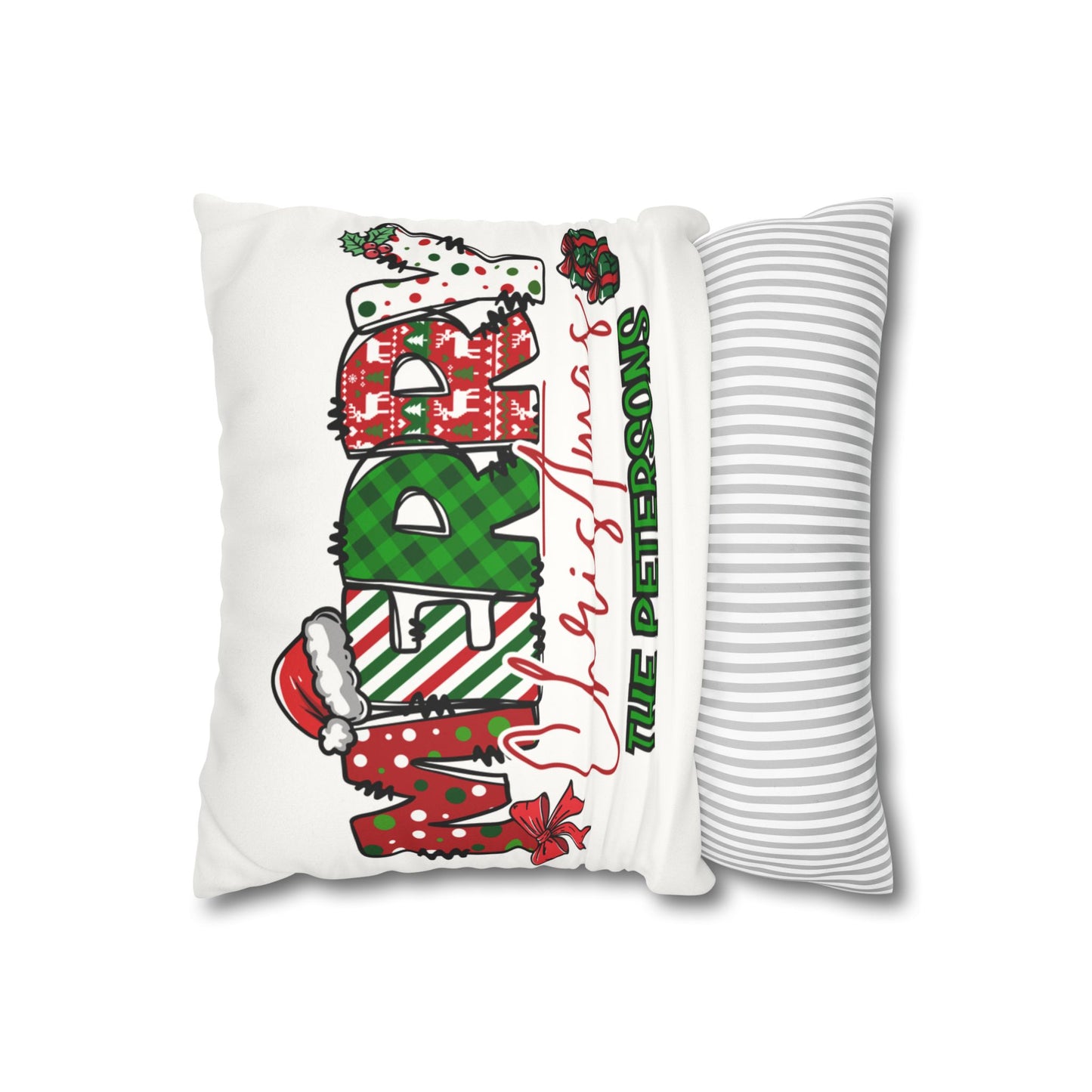 Merry Christmas Name Square Pillow/Case