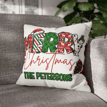 Merry Christmas Name Square Pillow/Case