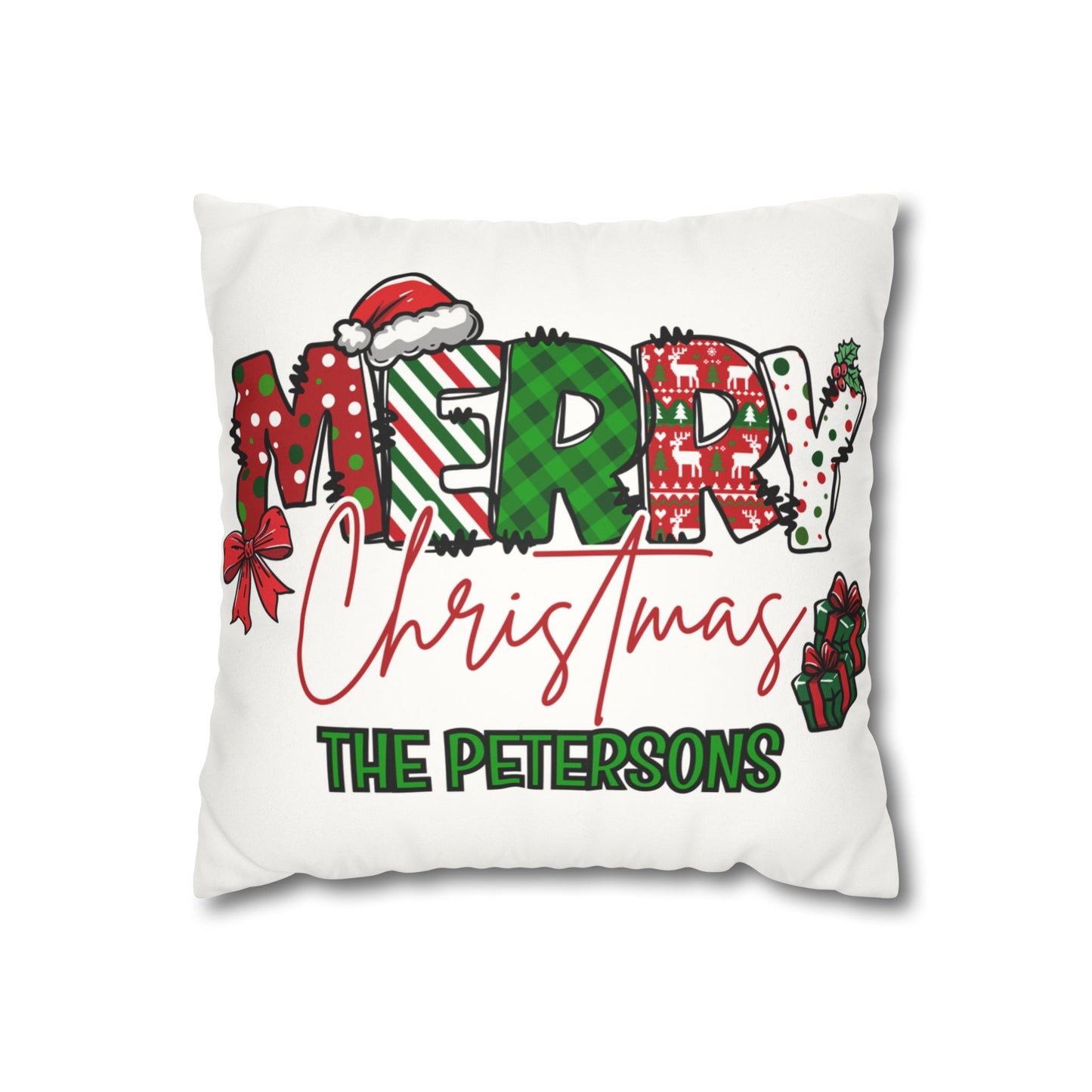 Merry Christmas Name Square Pillow/Case