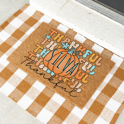 Colorful Thankfuls Name UV Printed Doormat