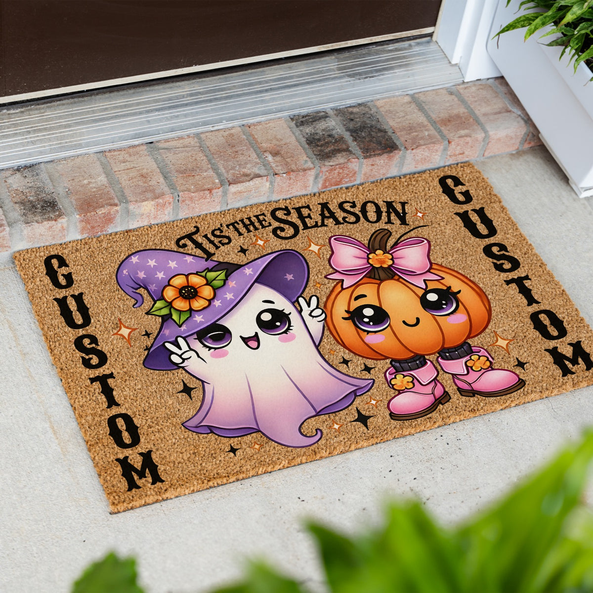 Tis The Season Ghost Pumpkin Names Doormat
