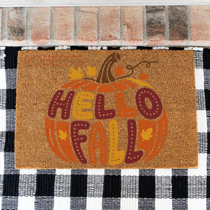 Hello Fall Pumpkin Name Doormat