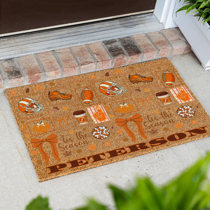Fall Football Tis The Season Name UV Printed Doormat