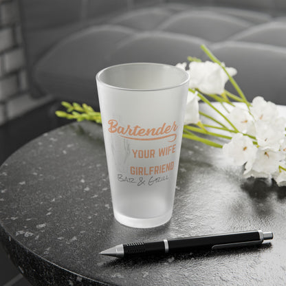 Buisiness Logo Frosted Pint Glass, 16oz