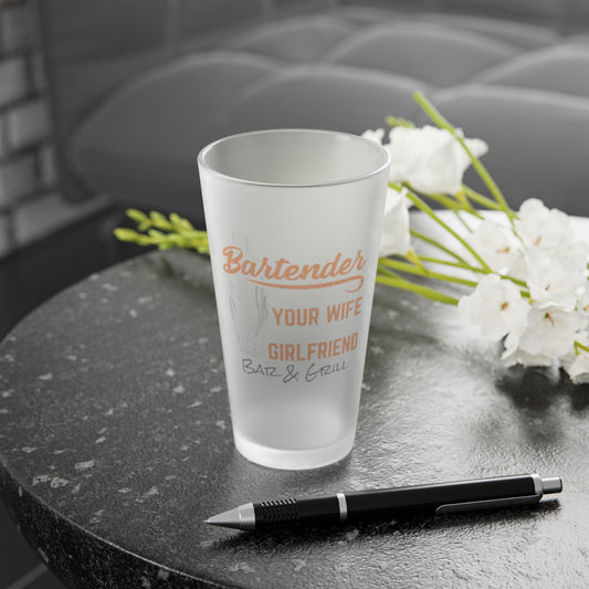 Buisiness Logo Frosted Pint Glass, 16oz