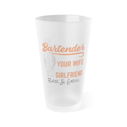 Buisiness Logo Frosted Pint Glass, 16oz