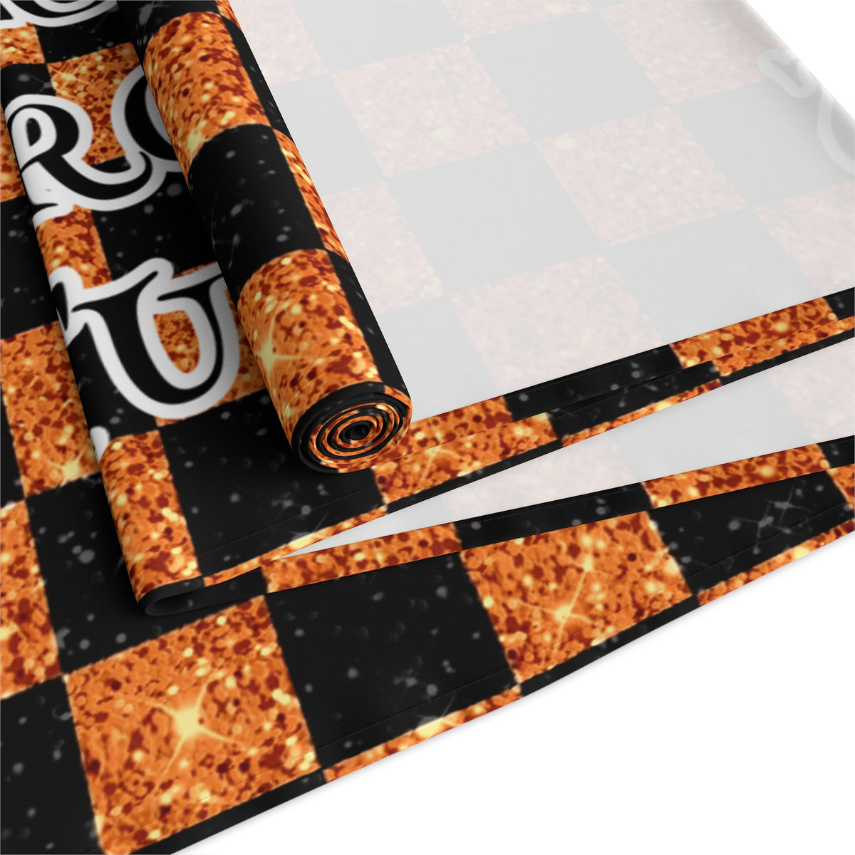 Glitter "Look" Design Happy Halloween Name Table Runner (Cotton, Poly)