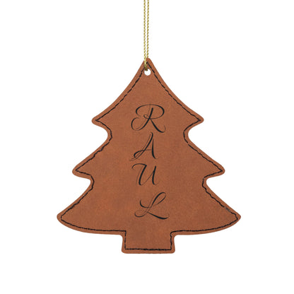 Name Leatherette Ornament, 3 Shapes (Engraving)