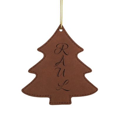 Name Leatherette Ornament, 3 Shapes (Engraving)