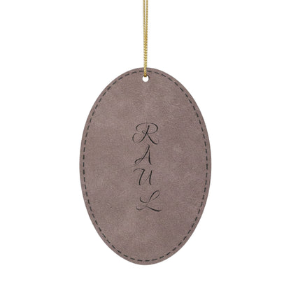 Name Leatherette Ornament, 3 Shapes (Engraving)