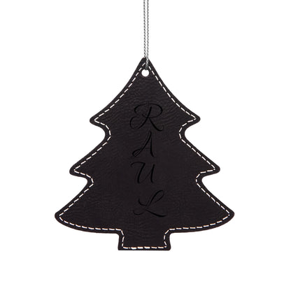 Name Leatherette Ornament, 3 Shapes (Engraving)