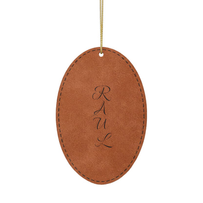 Name Leatherette Ornament, 3 Shapes (Engraving)