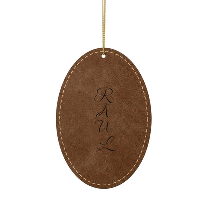 Name Leatherette Ornament, 3 Shapes (Engraving)