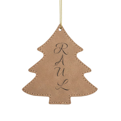 Name Leatherette Ornament, 3 Shapes (Engraving)