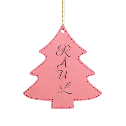 Name Leatherette Ornament, 3 Shapes (Engraving)