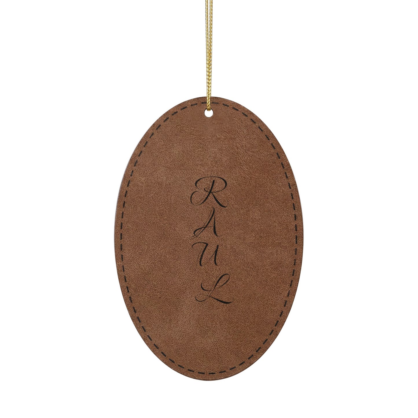 Name Leatherette Ornament, 3 Shapes (Engraving)