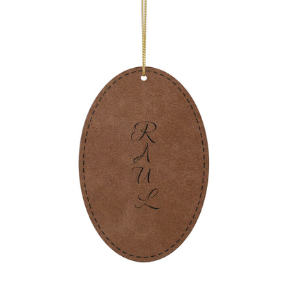 Name Leatherette Ornament, 3 Shapes (Engraving)