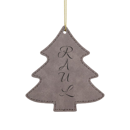Name Leatherette Ornament, 3 Shapes (Engraving)