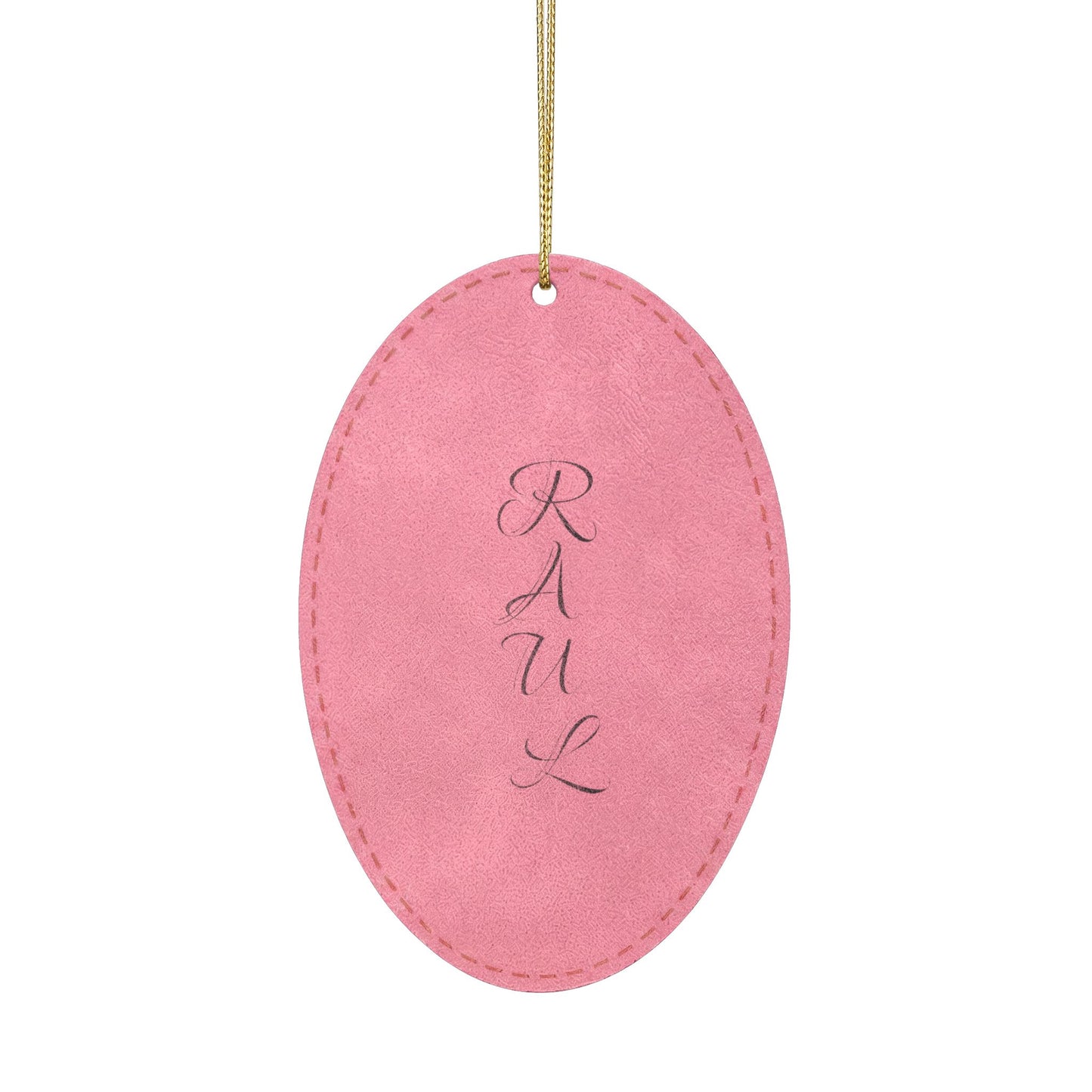 Name Leatherette Ornament, 3 Shapes (Engraving)