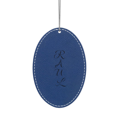 Name Leatherette Ornament, 3 Shapes (Engraving)