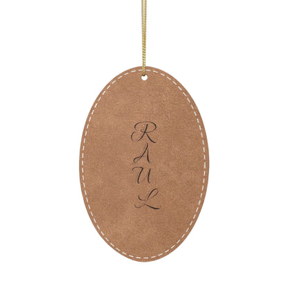 Name Leatherette Ornament, 3 Shapes (Engraving)