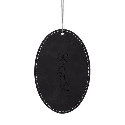 Name Leatherette Ornament, 3 Shapes (Engraving)